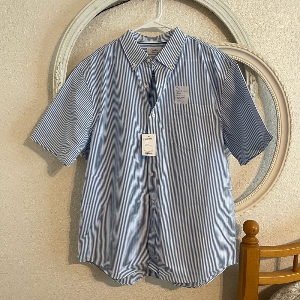 Mens Croft & Barrow striped button up short sleeve shirt, size XL